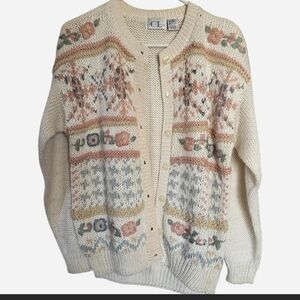 Vintage Cricket Lane Embroidered Button Up Sweater